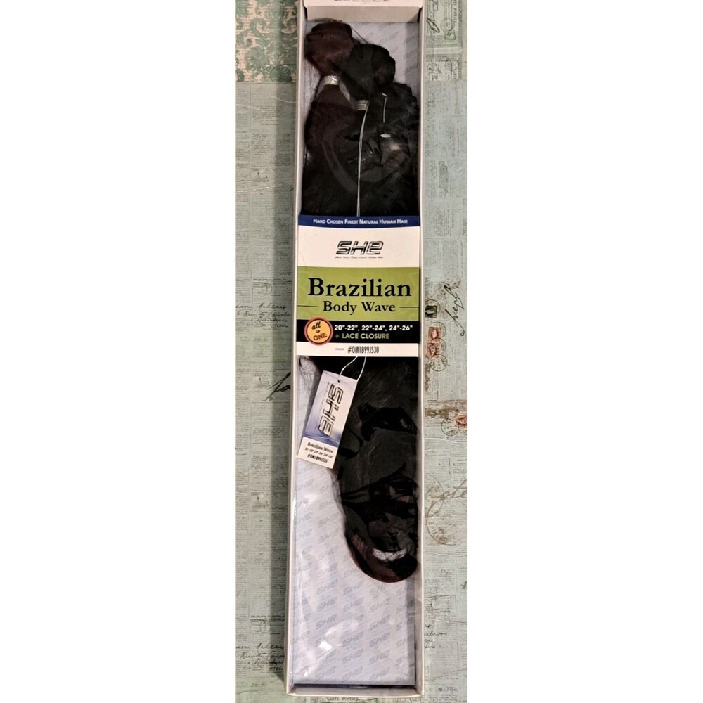 SHE Brazilian Human Hair Brazilian Wave (OM1B99J530) 3 Bundle Top Closure New